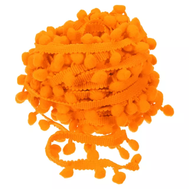 10 Yards Pom Pom Ball Fringe Trim Ribbon Sewing Trim DIY Crafts, 8mm Orange