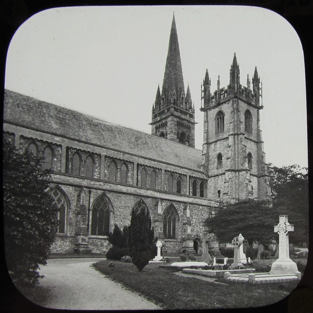 Glass Magic Lantern Slide LLANDAFF CATHEDRAL C1890 OLD VICTORIAN PHOTO WALES