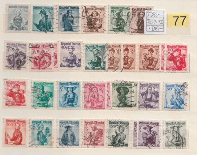 Österreich, Austria, Lot 77,  Nr.1059-72, Trachten, Gestempelt
