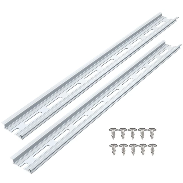 2 Piece Aluminum DIN Rails, 12.9 Inches Long, 35Mm Wide, 7.5Mm High, Top Hat