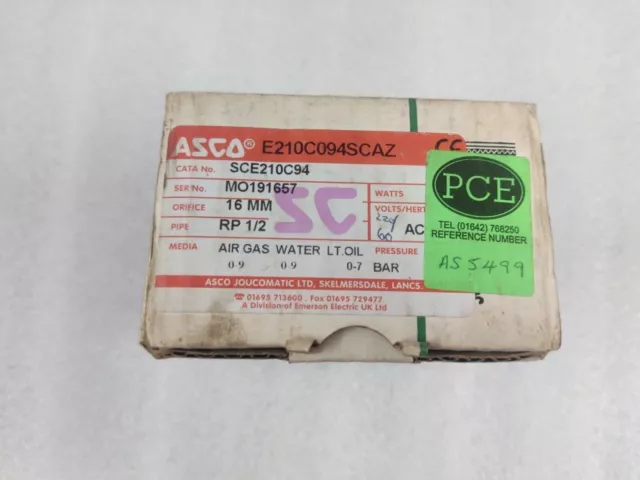 Nuevo Tubo De Válvula Solenoide Asco Sce210C94: Rp 1/2 Voltios: 220/60 Ca,...