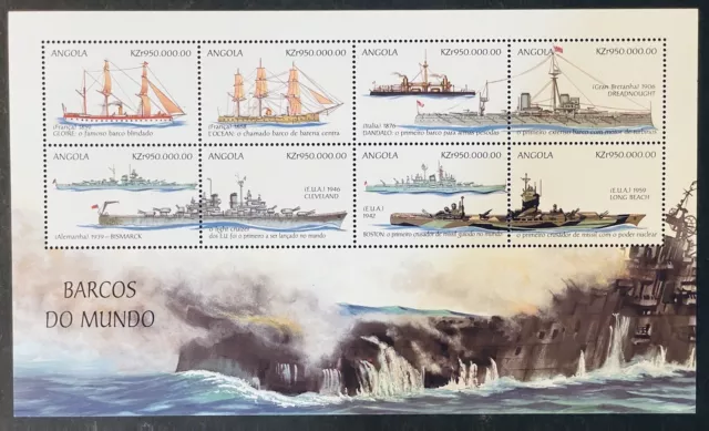 Angola Ships Of The World Stamps Sheet 1999 Mnh Sailing Ship Boat Sea Vessel