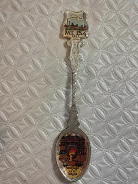 Mt. Isa "The Copper City" Pouring Copper N.W. Queensland Vintage Souvenir Spoon