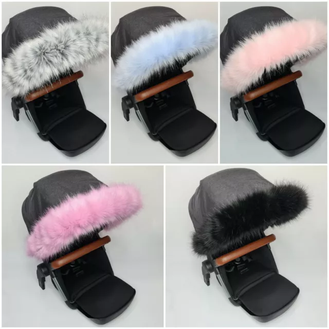 Luxury FAUX FUR Pram Hood Trim fits Silver Cross Icandy Bugaboo Egg Prams