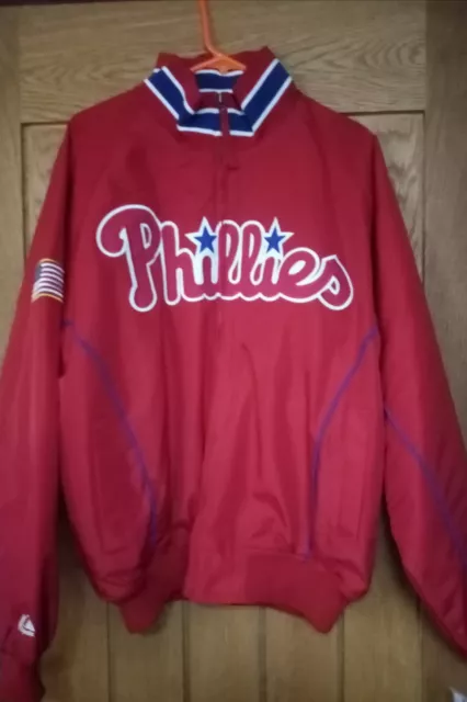 Philadelphia Phillies Jacket MLB Baseball Starter Majestic Zip Lined L NEW