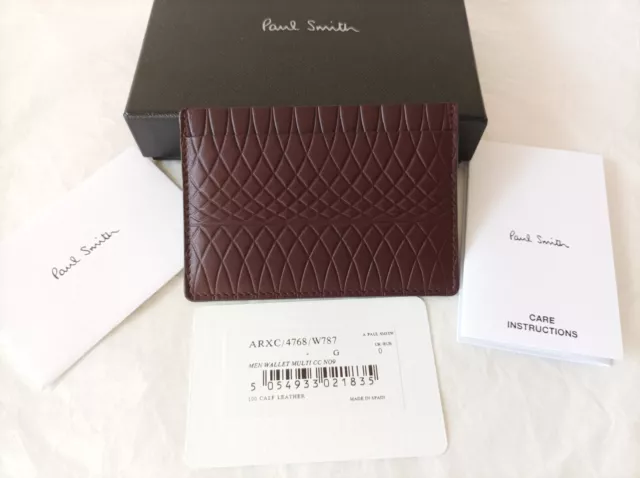 Paul Smith No 9 Damson Brown Leather Card Holder Case Made Spain BNIB Gift Box