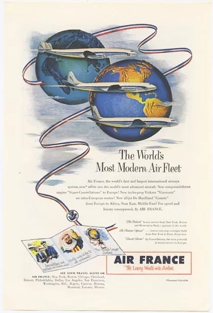 Air France The Worlds Most Modern Air Fleet 1953 Vintage Ad