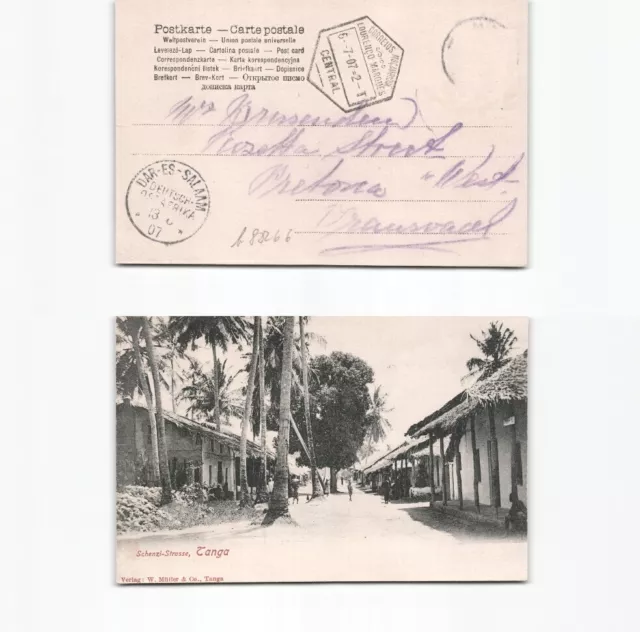 (b88266)   Deutschostafrika Tanga Schenzistraße Ansichtskarte 1907 nach Tra