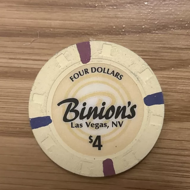 $4 Binions Horseshoe casino chip Las Vegas nevada obsolete