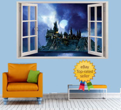 CASTLE - HOGWARTS Wizard 3d Effect Window Wall View Sticker Poster £13. ...