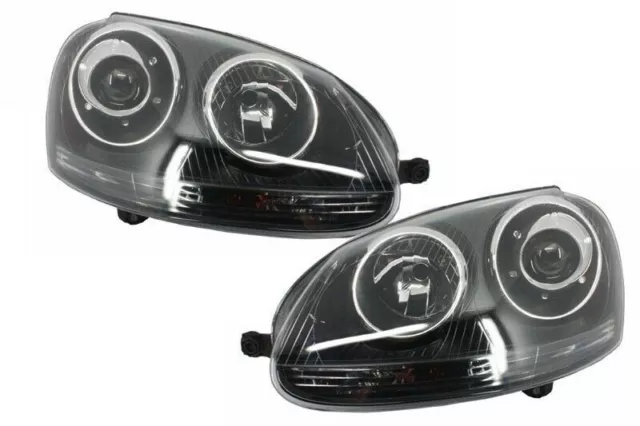 Fari Xenon Look per VW Golf 5 V Mk5 03-07 Jetta 05-10 GTI R32 Nero Edition