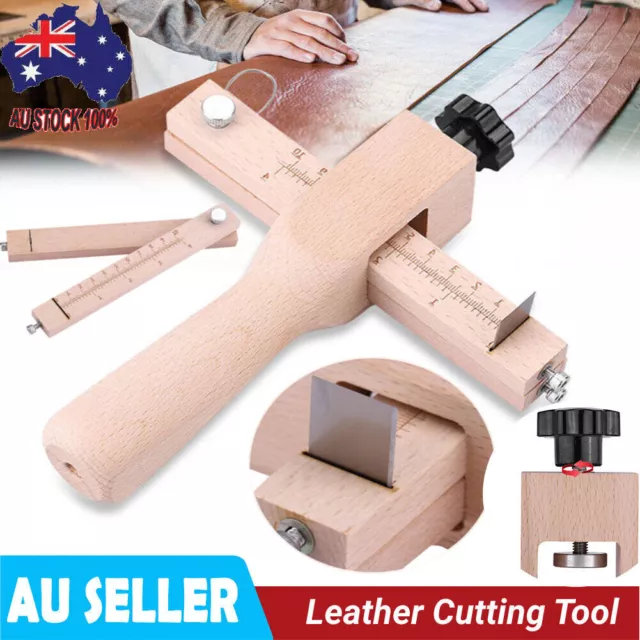 Strap Cutter Wooden Strip Cutter Leather Craft Leather Cutting Tool  +5 Blades