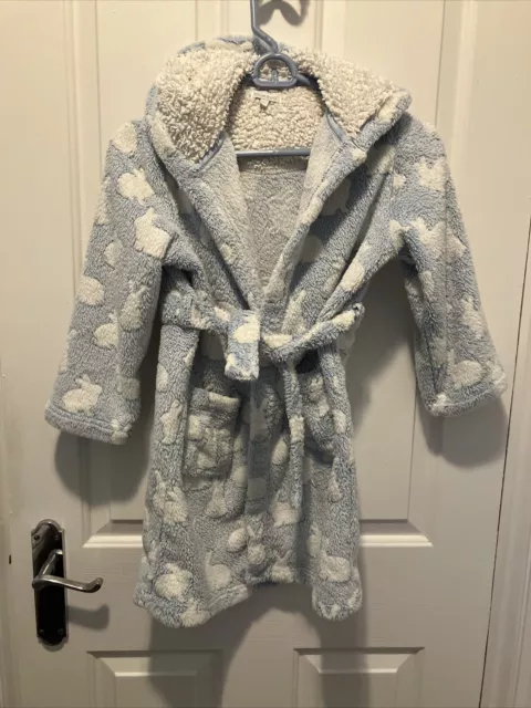 Debenhams Bluezoo Girls Blue Bunny Fleece Cosy Dressing Gown Robe - Age 6-7 Year