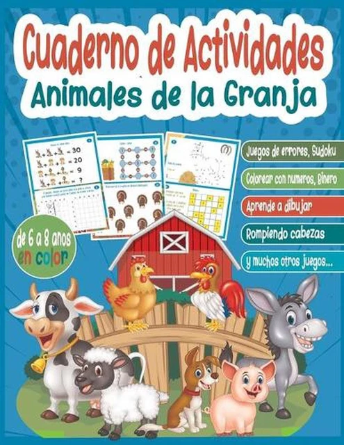 CUADERNO DE ACTIVIDADES Animales de la Granja / 6 a 8 aos En Color ...