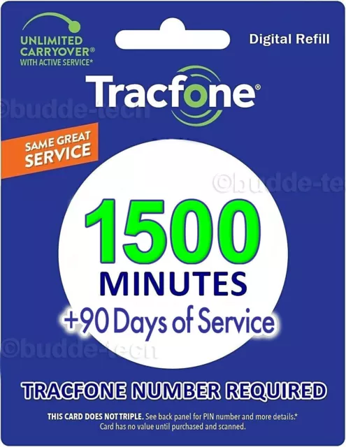TracPhone Tracfone 1500 Minutes+90days Service Airtime PIN Smartphone Trackphone