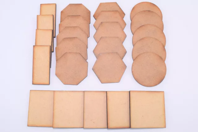 2mm MDF Wargaming Base Bases Round Square Rectangular Hexagonal Octagonal