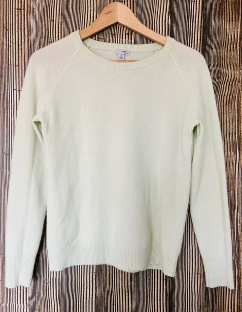 HALOGEN 100% CASHMERE Pullover Sweater Women's Sz M Petite Lime Green Crew Neck