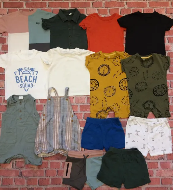 Baby Boys Clothes Bundle 9-12 Months T-shirts Shorts Romper F&F Nutmeg Etc