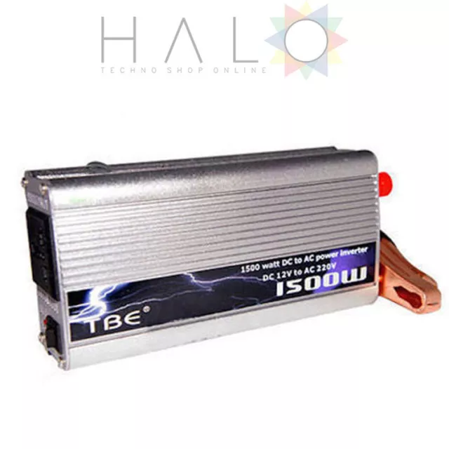 Inverter 1500W Watt Trasformatore Auto Camper Barca Dc 12V Ac 220V Convertitore