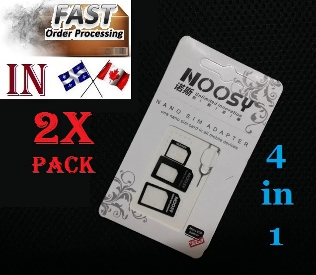 2X 4in1 Nano microSIM Card Standard Convert Adapter micro sim needle iphone ipad