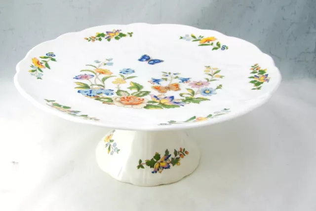 Aynsley Fine English Bone China COTTAGE GARDEN Footed Cake Stand NEW READ