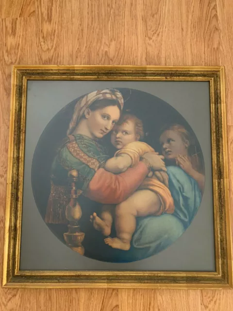 Antique Raphael's "Madonna of the Chair"  Framed Print 25 1/2" x 25 1/2"