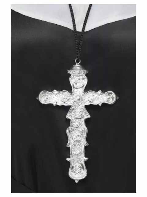 Fancy Dress Ornate Metal Look Cross Pendant Nun Priest Vicar Madonna by Smiffys