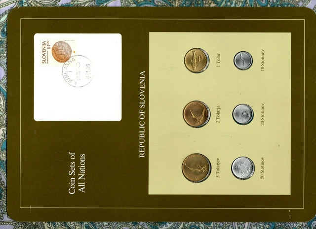 Coin Sets of All Nations Slovenia 1992-1993 UNC 5,1 Tolar, 20 Stotinov 1992