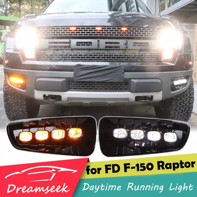 Luce di marcia diurna LED DRL per Ford F-150 SVT Raptor 09-14 copertura fendinebbia con svolta
