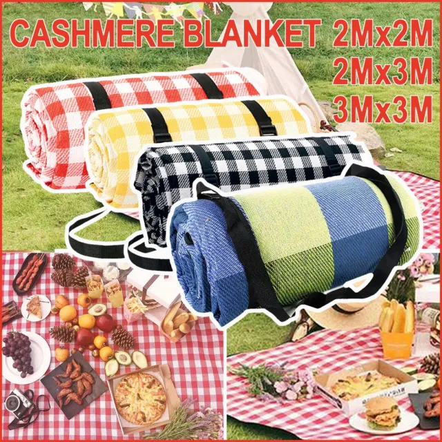 3mx3m Large Picnic Blanket Mat Premium Cashmere Rug Waterproof Outdoor