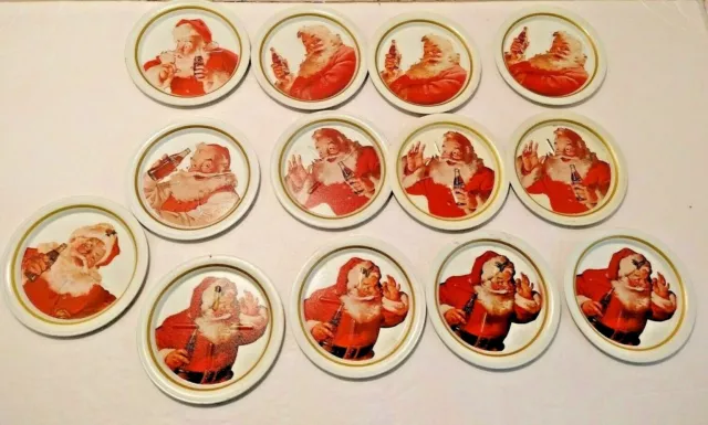 LOT 13  COCA-COLA tin coasters Santa Red