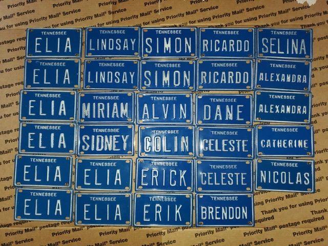 Vintage Miniature Name Plates Tennessee USA State Metal License Plates lot of 29