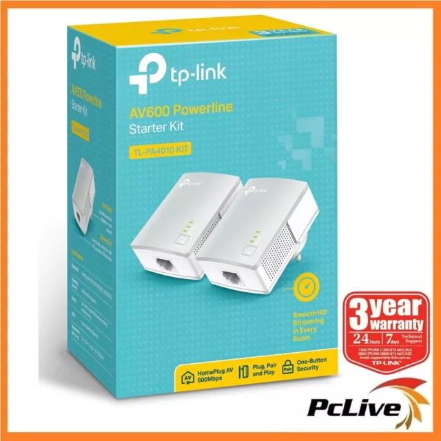 NEW TP-Link TL-PA4010 KIT V3 Powerline Ethernet Adapter Starter KIT 600Mbp AV600