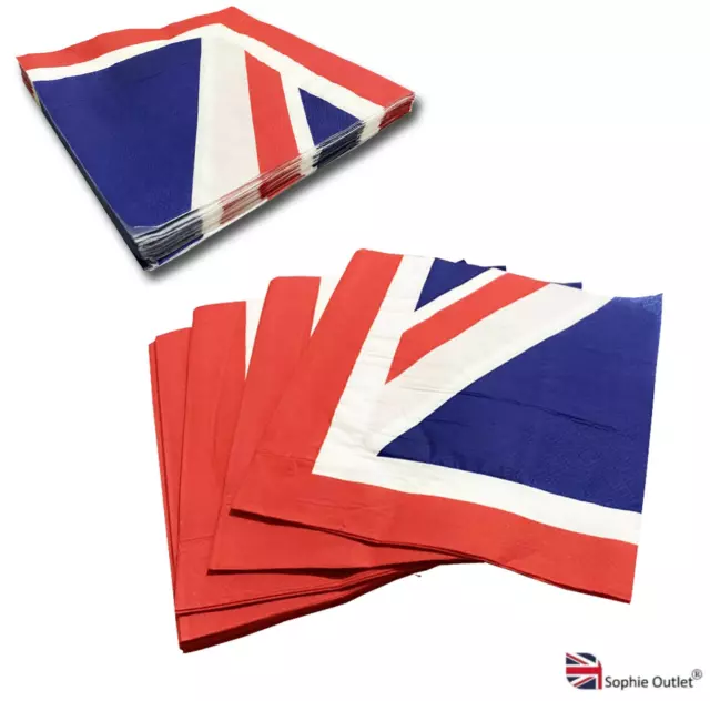 20pk Union Jack Napkin King Coronation Dinner Party Tableware Paper Serviette UK