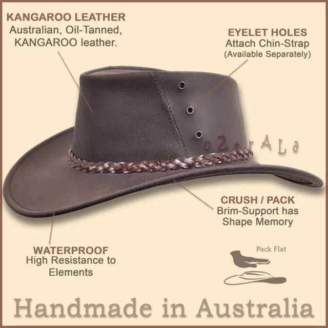 【oZtrALa】 KANGAROO Leather JACARU Hat Cowboy Outback Mens DrizaBone AUSTRALIAN ~