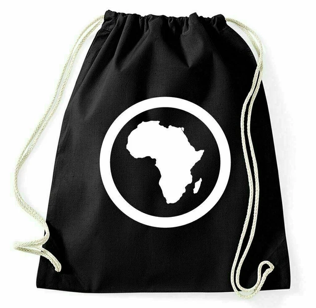 Styletex23 Afrika Kontinent Logo Turnbeutel – 100% Baumwolle, 12 Liter, 37 X 46 Cm, Kordelzug