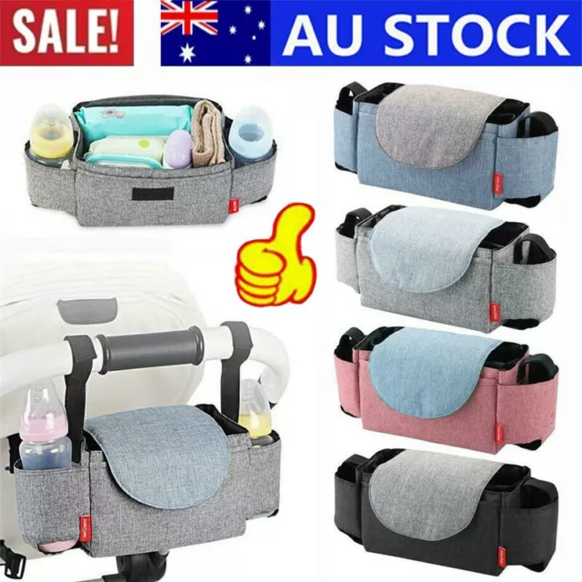 Storage Bag Baby Organiser Mummy Bottle Cup Holder Buggy Stroller Pram PushchaTL