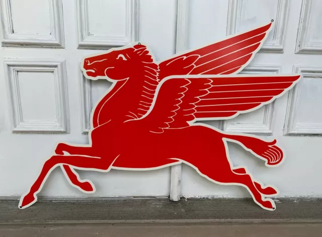 DOUBLE SIDED Mobil Gas Flying Red Horse Pegasus Metal Heavy Steel Sign X Large