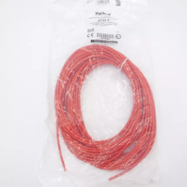 50' Pomona Silicone Insulated Test Lead Wire Copper 18 AWG 10kV 20A Red