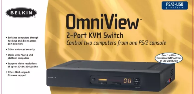 Belkin Omniview p56905uk 2 port kvm switch F1DZ102UK