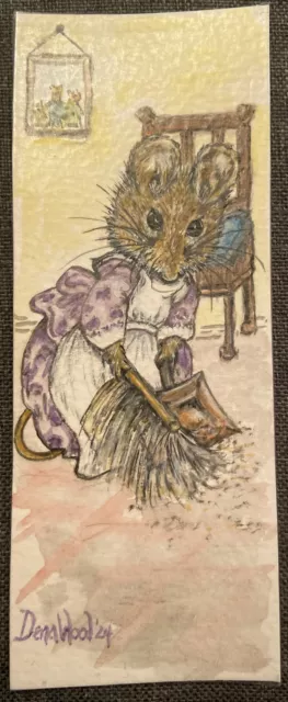 Atemberaubendes Aquarell handbemaltes Beatrix Potter Peter Kaninchen Maus Lesezeichen