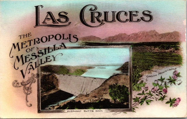 Las Cruces New Mexico NM Organ Mountains Hand Colored Albertype Postcard L52
