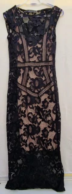 Little Mistress Black Lace Top Maxi Formal Party Dress Lined Size 10 Tall  /933/