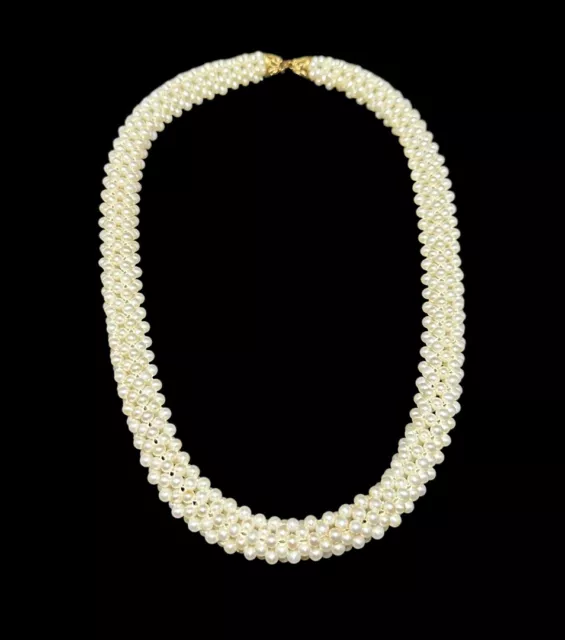 14 Karat Gelbgold und Perle Cluster Seil Halskette Multistrang 19 1/4 Zoll