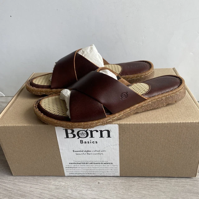 Born Hana Dk Brown Sandal Slides Womens Size 8