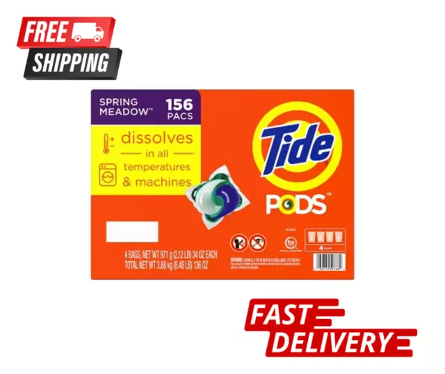 Tide PODS Liquid Laundry Detergent Pacs - Spring Meadow (156 Ct.) - Free Shippin