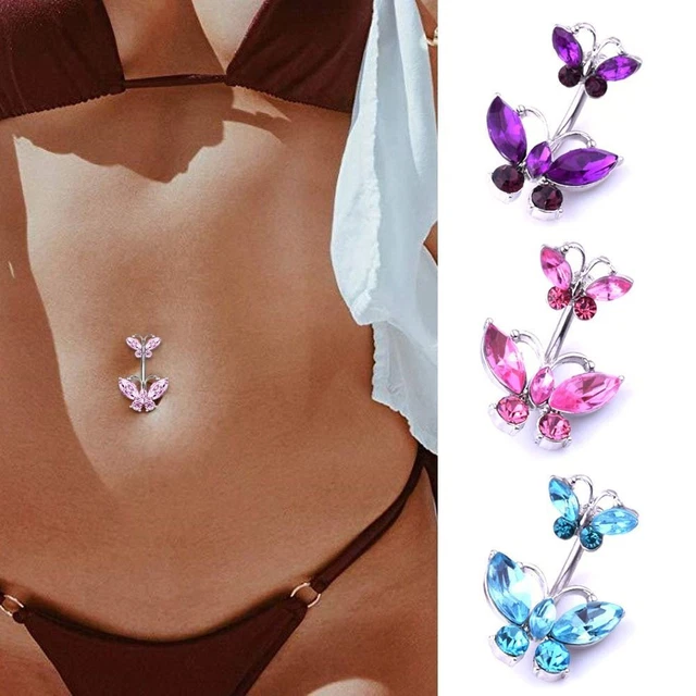 Butterfly Zirconia Belly Bars Belly Ring Navel Bar Body Piercing Jewellery