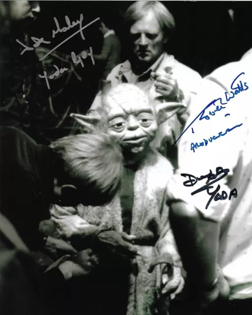 Star Wars Robert Watts, Deep Roy and Nick Maley, Yoda Multi Signed 10 x8 Photo