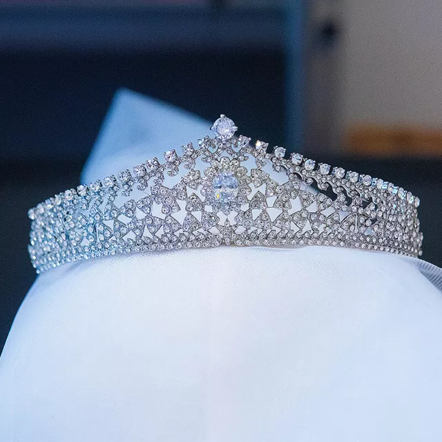 5cm Tall Exquisite CZ Crystal Wedding Bridal Queen Princess Prom Tiara Crown