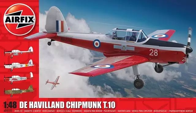 Airfix De Havilland Chipmunk T.10, DHC.1, 1,48 Maßstab Kunststoff-Modellbausatz.